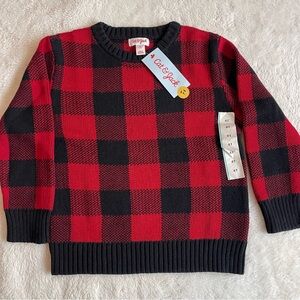 Cat & Jack Red Black 100% Cotton Boys Sweater 4T NWT